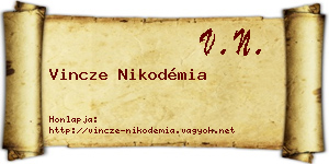 Vincze Nikodémia névjegykártya